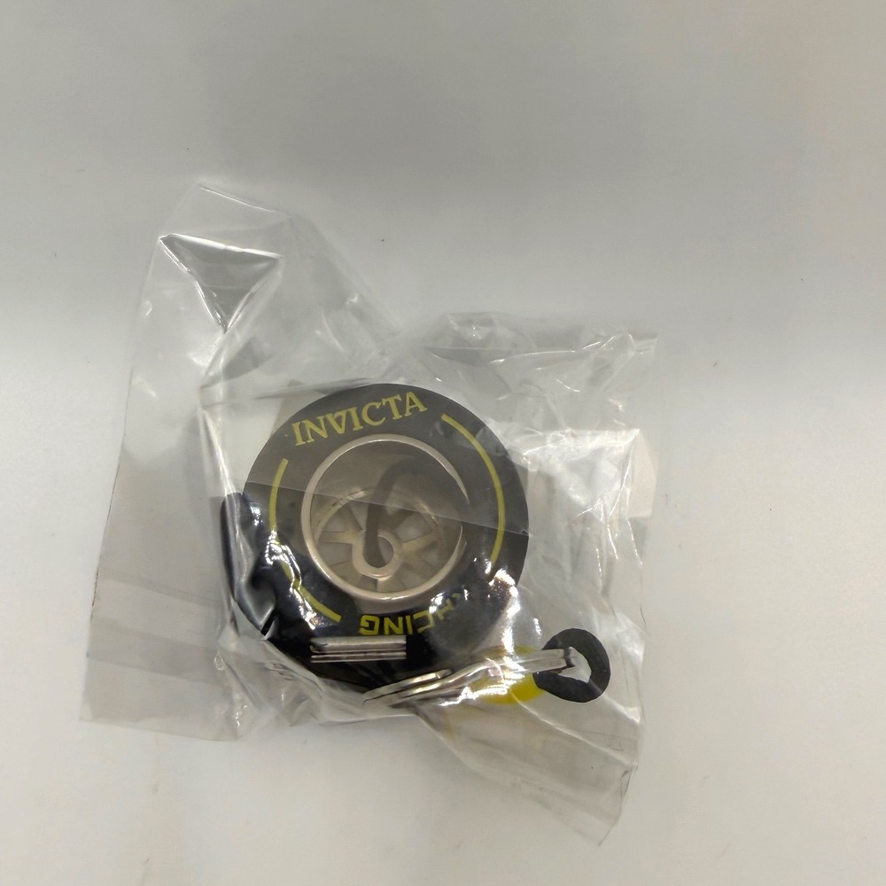 Invicta Racing Wheel Keychain IG0346 Black Yellow Tire Automotive Accessory New